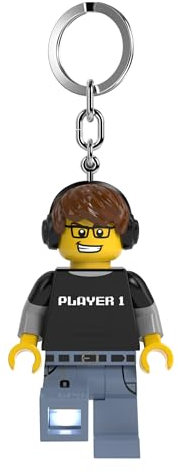 LEGO Minifigures Large 3 Inch Tall Keychain Light - Video Game Guy (KE217H), White, Large - 3 inches tall, White, Large - 3 inches tall