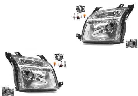 Johns, Scheinwerfer Satz Halogen Front passend für Ford Fusion 08/2002-09/05 H4 Links & Rechts + Nebelscheinwerfer + Leuchtmittel