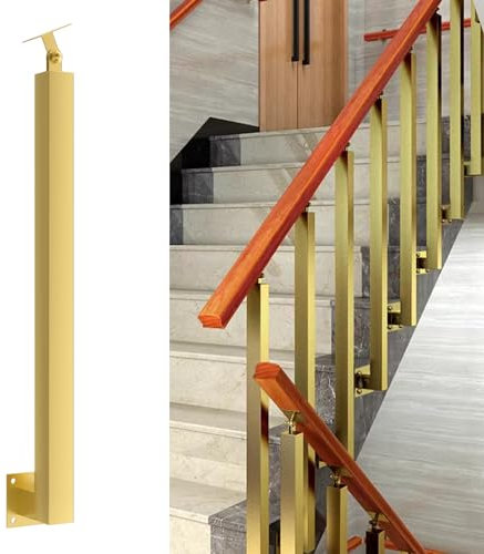 Quadratische Treppengeländerpfosten – Um 270° Verstellbare Metallgeländerspindeln Mit Flacher Halterungsbasis Und Schraubensätzen; Goldene Eisenpfosten Eignen Sich Für Terrassen