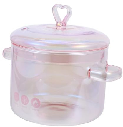 Hoement Electric Ceramic Stew Pot Soup Pan Lid Pink Cooking Pot Acid Alkali Resistant Two Handles Vintage Style