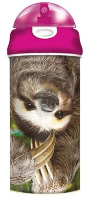 3D LiveLife Trinkflasche - Hangin Around von Deluxebase 3D Lenticular Faultier Wasserflasche mit Strohhalm 600ml Kinder Trinkflasche mit Original-Kunstwerk des renommierten Künstlers David Penfound