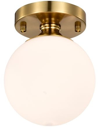Alighting Gold Semi Flush Mount Deckenleuchte 15 cm Glas Globe Deckenlampe moderne Deckenleuchte für Schlafzimmer Flur Eingangsbereich Küche Treppenhaus Gang & Kinderzimmer