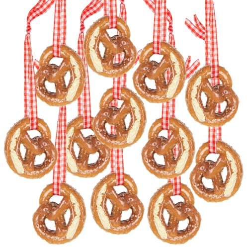 Logbuch-Verlag 12 mini Brezeln zum Aufhängen künstliche kleine Brezen bayerische Deko Oktoberfest Bayern Partydeko 3 cm