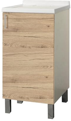 Liberoshopping Mobile Lavatoio in legno con vasca in metacrilato (Quercia Naturale, 45x50 cm)