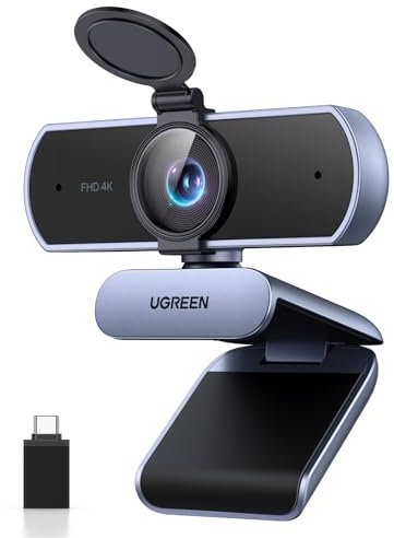 UGREEN Webcam 4K 30FPS Ultra HD USB Webcam para Ordenador Enfoque Fijo Plug and Play para Windows MacOS Linux Streaming Youtube Skype Call Video Zoom Videoconferencia