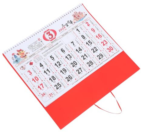 NUOBESTY 2024 Lustiger Kalender Süßer Kalender Wandkalender Für Das Drachenjahr Täglicher Wandkalender Kalenderregisterkarten Monatlicher Mondkalender Frühlingsfest Kalender Papier
