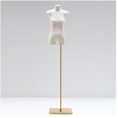 ZBJDX Kleidermodell, Weibliche Schaufensterpuppe, Schaufensterpuppe Mit Metallständer, Für Bekleidungsgeschäfte Im Einzelhandel, Schmuckausstellungen,Gold