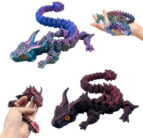 SPERMUOY 3D Gedrucktes Drache,30CM Drachen Spielzeug mit Augen Beweglicher Drache,3D Gedrucktes Geheimnisvolle Drach-e für Erwachsene Kinder Geschenke Spielzeug