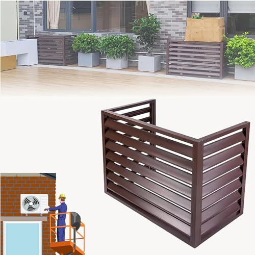 Pxkmouy 43x23x31in caisson anti bruit pompe à chaleur, couvercle de climatisation en alliage d'aluminium cache pompe a chaleur Rack De Climatisation 4 Panneaux Décoratif Barrière D'intimité Convient