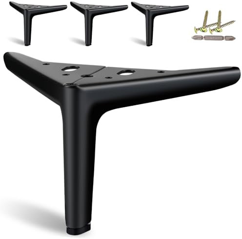 SunVFaFa Möbelfüße Schwarz 12 cm, Metallfüße für Möbel 4 Stück, Moderne DIY Kurze Schrankbeine, Metall Schrank Füße für Möbel Kommode Sideboard Nachttisch Sofa Couch