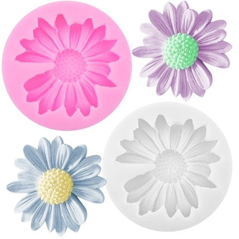 Stampo Silicone Margherita, 2 Pezzi Stamp Per Candele In Silicone Fiori, Per Decorare Torte, Fai Da Te, Resina Da Colata, Sapone, Cera, Cemento, Argilla Polimerica, Gesso, Artigianato, Auto
