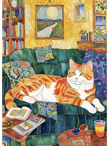HUADADA Jigsaw Puzzles for Adults 1000 Pieces Comfortable Cat 1000 Piece Jigsaw Puzzles for Adults The Whole for Women, Gifts for Men-jigsaws 1000 pieces for adults