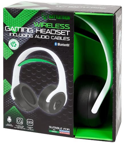 Battletron Casque Gaming sans Fil Bluetooth & Filaire – Micro Intégré – Son Immersif PC Consoles – Autonomie 18H – Fabriqué Plastique Recyclé