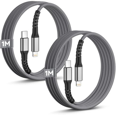 2Pack BLITEZZ Cable USB C a Lightning para Apple Carga 1M, [Certificado MFi] iPhone Carga Rapid Cable de Carga iPhone Lightning USB C para iPhone 14 13 12 11 Pro Max/iPhone SE XR X S/iPhone 8 7 6 Plus