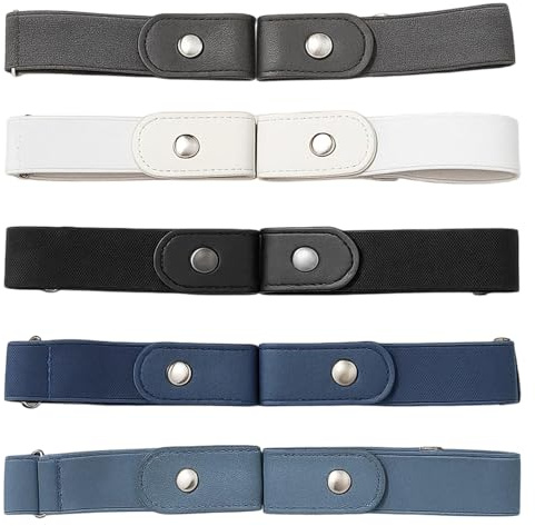 DqiUnaX 5 Pcs GüRtel Ohne Schnalle, GüRtel Ohne Schnalle, Elastischer GüRtel, GüRtel Damen Elastisch, Justierbar Elastischer GüRtel Damen, GüRtel Ohne LöCher FüR Jeans Hosen Kleid 