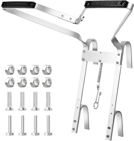 Universal Reinforced V-Shaped Ladder Stand Off & Stay - Adjustable Interval Heavy Duty Aluminium Stabiliser with Anti-Slip Rubber Bumpers for Maximum Safety on Downpipes, Gutters & Walls