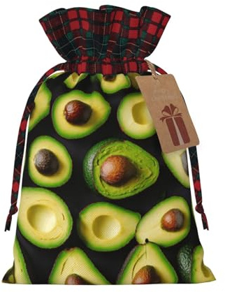Avocado-Muster-Druck, festliche Weihnachts-Kordelzug-Geschenktüten für Weihnachten, dekorative Geschenkverpackungen
