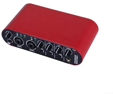 USB Audio Interface 24-bit 192kHz with Loopback Function, External Sound Card for Guitar Recording and Podcasting, Compact Portable Mixer for Studio Use