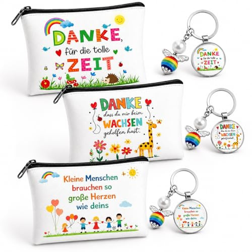 Abschiedsgeschenk Erzieherin 3 Stück Set, Erzieherin Geschenk mit Engel Anhänger, Geschenk Erzieherin Abschied Kita Danke