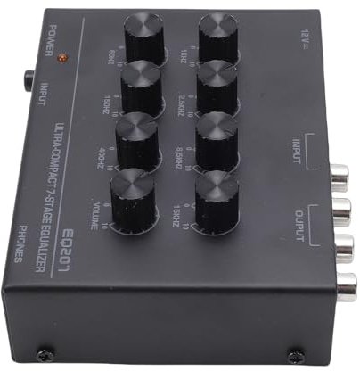 Tosuny Equalizzatore Grafico Audio a 7 Bande, Preamplificatore e Amplificatore per Cuffie, Equalizzatore Stereo per Auto Domestiche per L'elaborazione del Suono con Interfaccia AUX da (black)