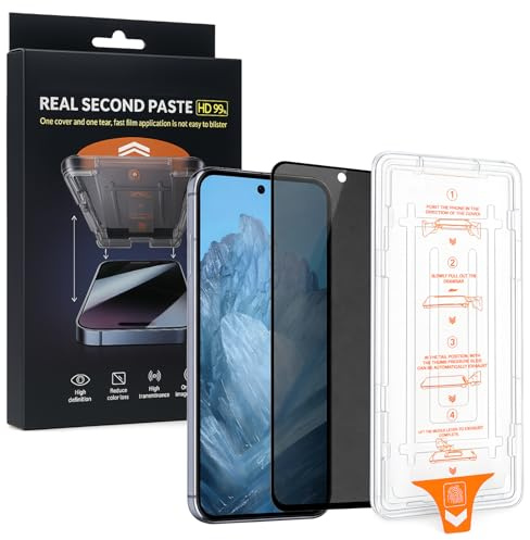 Wigento SnapFit Privacy Schutzglas für Google Pixel 10a, Displayschutz Glas mit Anbringhilfe, 9H Härte, Kratzfest, Blasenfrei, Full Cover