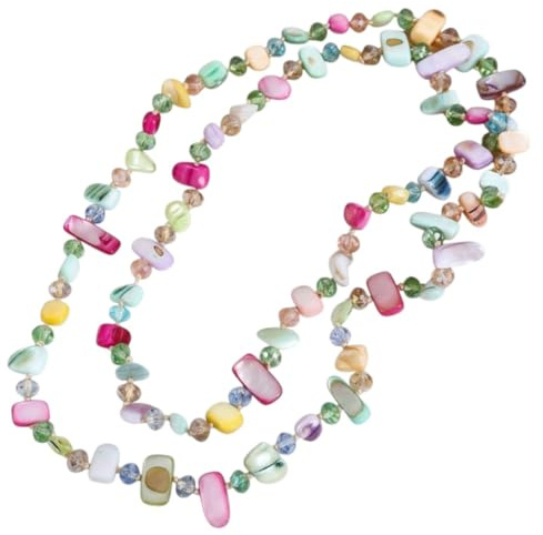Sanixa Karma NH11354126 Lange Halskette bunt 118 cm Damen Natursteine Kristalle Kette Pulloverkette Damenhalskette modern Geschenk für Frauen mehrfarbig