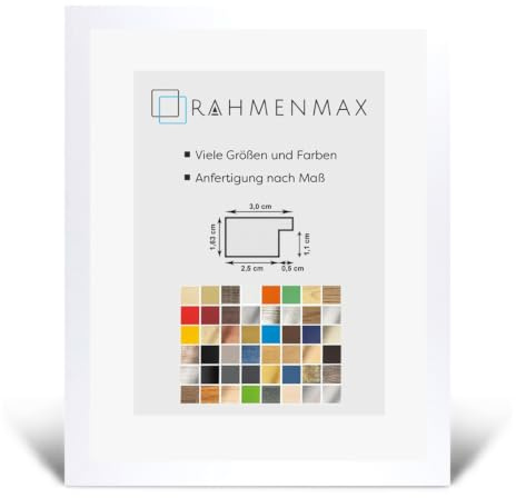 Morena MDF Rahmen für Bild 25x35cm Weiß gemasert mit Acrylglas | zum Aufhängen Hoch- und Querformat/Maßanfertigung möglich/Puzzle Rahmen/mit 1mm klarem Acrylglas