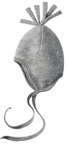 Baby Mütze Fleece, 100% Merinowolle, 3 Farben, Hellgrau Melange, 74/80