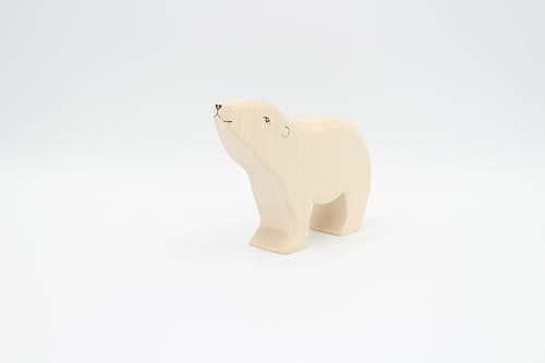 Holzspielwaren Ackermann Eisbär aus Holz – Zoo Holzspielzeug, aus Schwäbischer Handarbeit (100% ökologisch)