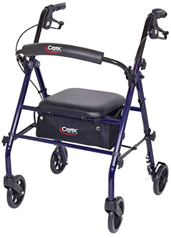 Carex Rollator Rollator aus Stahl mit Sitz und Rädern, Rollator für Senioren, unterstützt 158,8 kg, für 1,52 m bis 1,52 m, Erwachsenenrollator für Senioren, gepolsterter Sitz und Rückenlehne für