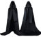 Proumhang Nero Mantello con Cappuccio Lungo in Raso Adulto Costume di Halloween Capo Masquerade Costume di Natale