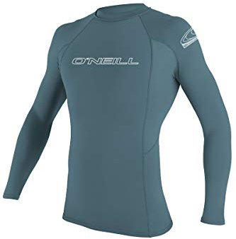 O' Neill Men's Basic Skins 50+ Long Sleeve Rash Guard, Dusty Blue, XL