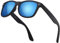 iceBoo Sunglasses reflective lenses vintage classic unisex UV400 (Black Frame Blue outer lens W991)