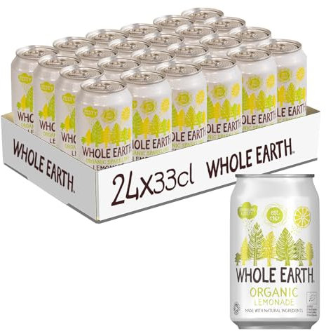 Whole Earth Organic Sparkling Lemonade Drink,24x 330 ml,Lightly Sparkling Soft Drink,Fizzy Fruit Bubbly with Natural Ingredients,No Added Refined Sugar,Vegetarian and Vegan,Multi Pack