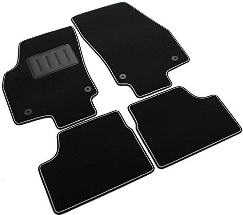 Das Teppich Auto, sprint03404, Fußmatten Teppiche Schwarz rutschfest, verstärkter Rand, zweifarbig, Absatzschoner aus Gummi, Astra H 2004 > 2009 Limousine, Kombi, GTC.