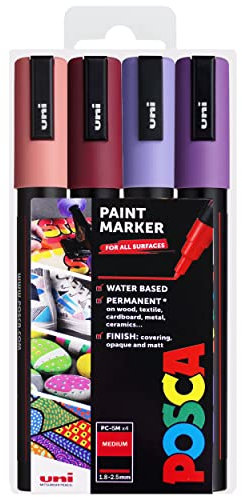 Uni POSCA - PC-5M Art Paint Markers - Set of 4 - in Plastic Wallet - Sunset Tones