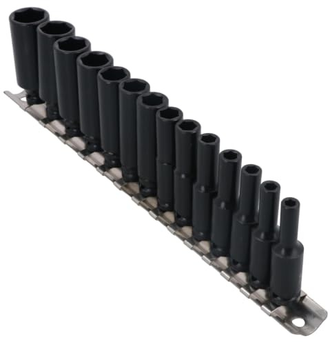 1/4 Drive Deep Metric Impact Sockets 6 Sided 14pc 4mm - 15mm U S Pro Tools