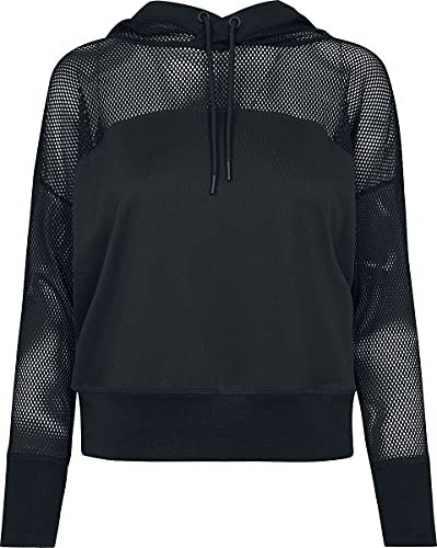 Urban Classics Damen Regular Fit Kapuzenpullover Ladies Mesh Hoody TB2027, Gr. Large (Herstellergröße: L), Schwarz (Black 00007)