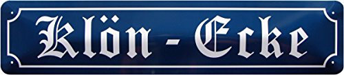 WOGEKA ART Retro Blechschild - Klön Ecke - witziger Spruch als Geschenk-Idee zum Geburtstag Weihnachten zur Dekoration 46x10 cm Vintage-Design Straßenschild aus Metall STR229