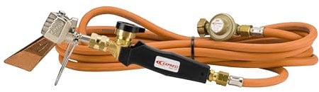 Heißluftpistole - Schweißbrenner - Sauerstoffbrenner - Lötlampe - Gebrauchsfertiges Dachdeckerset mit 1 Lötkolbenaufsatz, 1 Handgriff + 4 75 m Schlauch + 1 Druckminderer 2 bar - EXPRESS
