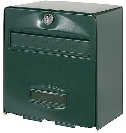 BURG-WÄCHTER Boîte aux Lettres, 1 Porte, 504 VE Mini BALthazar, Vert, en Acier Galvanisé, Avec Porte à Ouverture Totale et Stop-Courrier (Porte bloquée à 120°), Neutre
