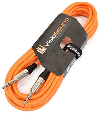 VisioSound 6.35mm 1/4 Stereo TRS Jack to TRS Jack Lead/Balanced Signal Audio Patch Cable (6m, Orange)