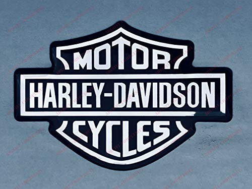 Harley-Davidson Classic Logo-Aufkleber, geharzt, 3D-Effekt, für Tank oder Helm, Schwarz Chrom