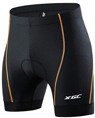XGC Herren Radunterhose Radsportshorts Fahrradhosen mit elastische atmungsaktive 4D Gel Sitzpolster mit Einer hohen Dichte (Orange_6020, M)