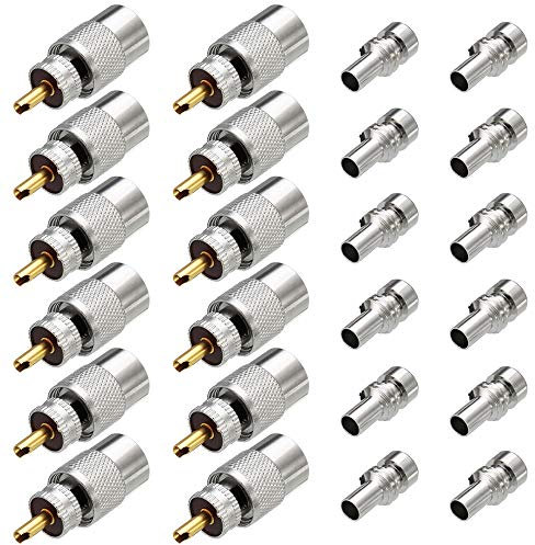 Greluma 12 Stk PL259 Stecker, UHF PL 259 Steckerlöt-Koax-Stecker mit Reduzierstück, RF Adapter 50 Ohm für RG59, RG8, RG8x, LMR-400, RG-213 Kompatibel mit Amateurfunk