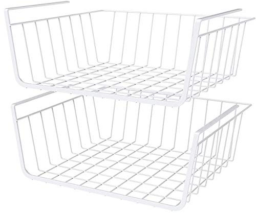 2Pcs Schrankkorb Aufbewahrung, Hängekorb Regal Küche für Küche, Speisekammer, Büro, Bücherregal, Schrank, Badezimmer Schwarz (L)