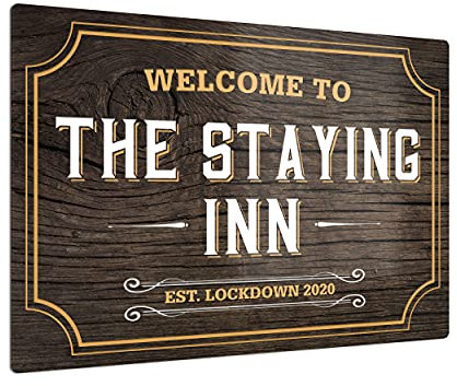 iCaseDesigner Personalised Welcome Bar Sign with Aged Wood Background. Gloss Metal Wall Art. Pub Man-Cave Gift
