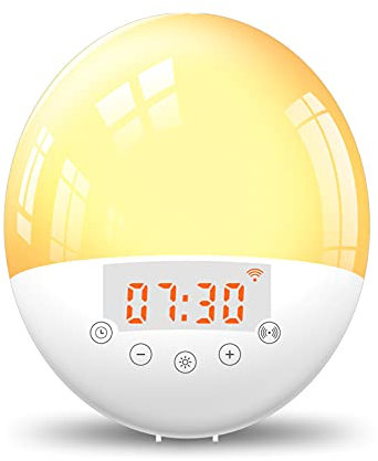 BENEXMART WiFi Smart Sunrise Wecker Tuya Wake-Up Light mit 6 Farben LED Digital Touch Clock Timing Snooze Sprachsteuerung (1909 series)