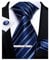 DiBanGu Herren Krawatte Einfarbig Seide Gewebt Gestreift Plaids Krawatte Taschentuch Manschettenknopf Krawattenklammer Set Formelle Business Hochzeit, Marineblau gestreift, M