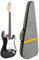 LETSROCK Tasche für E-Gitarren, Dicke Polsterung, mit Umhängeband, Verstellbarer Schultergurt, wasserdicht, gelbe Blitzform und Schwarze E-Gitarren-Gigbag, Graues und gelbes Dreieck, 99 cm (39 Zoll),